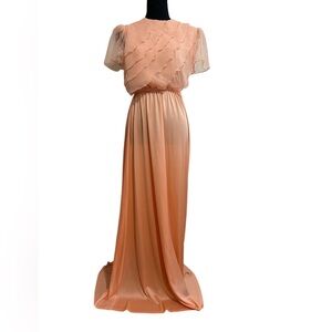 Elegant Vintage Peach Evening Gown